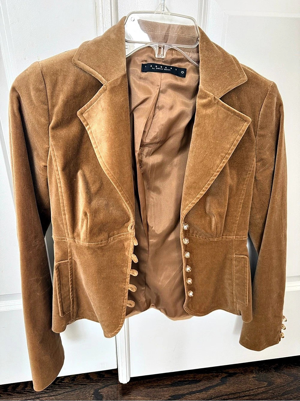 Laundry by Shelli Segal Camel Velvet Blazer Size 0 - New w/o tags